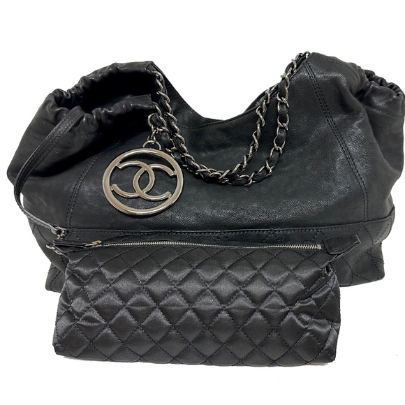 Chanel Cabas Black Caviar Leather Tote Bag - Picture 1 of 13